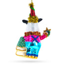 Cow Riding a Star Blown Glass Christmas Ornament