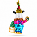 Cow Riding a Star Glass Christmas Ornament