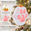 White Paw Glass Christmas Ornament