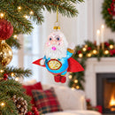 Santa the Super Hero Glass Christmas Ornament