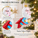 Santa the Super Hero Glass Christmas Ornament