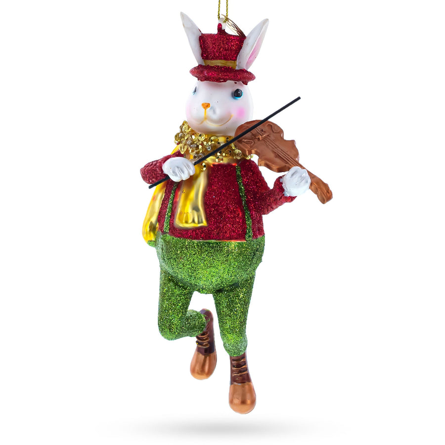 White Rabbit Alice's Adventures in Wonderland Glass Christmas Ornament