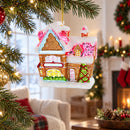 Decorated Gingerbread House Glass Christmas Ornament