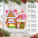 Decorated Gingerbread House Glass Christmas Ornament