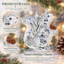 Silver Squirrel Retro Glass Christmas Ornament