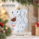 Silver Squirrel Retro Glass Christmas Ornament
