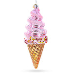 Pink Ice Cream Blown Glass Christmas Ornament