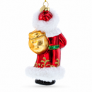 Santa in Fur Coat Glass Christmas Ornament