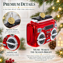 Retro Cassette Player Glass Christmas Ornament