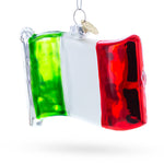 Waving Flag of Italy Blown Glass Christmas Ornament