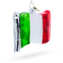 Waving Flag of Italy Blown Glass Christmas Ornament
