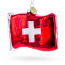 Waving Flag of Switzerland Blown Glass Christmas Ornament