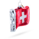 Waving Flag of Switzerland Blown Glass Christmas Ornament