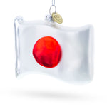 Waving Flag of Japan Blown Glass Christmas Ornament