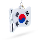 Waving Flag of South Korea Blown Glass Christmas Ornament