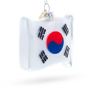 Waving Flag of South Korea Blown Glass Christmas Ornament