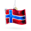 Waving Flag of Norway Blown Glass Christmas Ornament