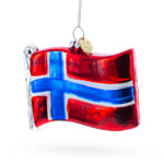 Waving Flag of Norway Blown Glass Christmas Ornament