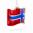 Waving Flag of Norway Glass Christmas Ornament