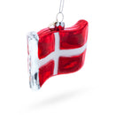 Waving Flag of Denmark Blown Glass Christmas Ornament
