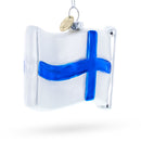 Waving Flag of Finland Blown Glass Christmas Ornament