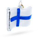 Waving Flag of Finland Blown Glass Christmas Ornament