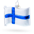 Waving Flag of Finland Blown Glass Christmas Ornament