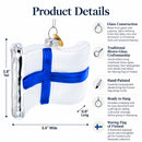 Waving Flag of Finland Glass Christmas Ornament