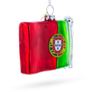 Waving Flag of Portugal Blown Glass Christmas Ornament