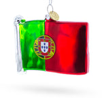 Waving Flag of Portugal Blown Glass Christmas Ornament