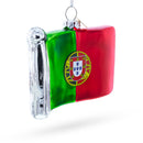 Waving Flag of Portugal Blown Glass Christmas Ornament