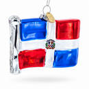 Waving Flag of Dominican Republic Glass Christmas Ornament
