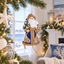 Rustic Coastal Santa with Burlap Accents & Starfish Christmas Ornament