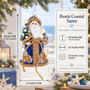 Rustic Coastal Santa with Burlap Accents & Starfish Christmas Ornament