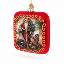 Vintage Santa Scene Glass Christmas Ornament
