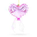 Pink Heart with Ribbon Glass Christmas Ornament