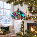 Teal Paisley Onion Shape Finial Glass Christmas Ornament