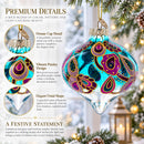 Teal Paisley Onion Shape Finial Glass Christmas Ornament