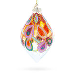 Copper Paisley Teardrop Glass Christmas Ornament
