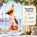 Standing Pelican Glass Christmas Ornament