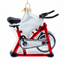 Red Stationary Exercise Bike Glass Christmas Ornament