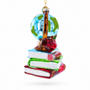 Teacher’s Globe and Books Glass Christmas Ornament