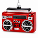 Retro Red Boombox Glass Christmas Ornament