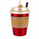 Red Coffee To-Go Cup Glass Christmas Ornament