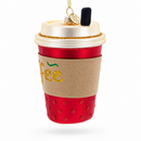 Red Coffee To-Go Cup Glass Christmas Ornament