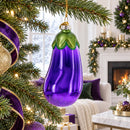 Shiny Eggplant Glass Christmas Ornament