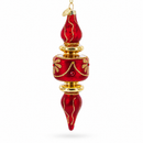 Red & Gold Finial Glass Christmas Ornament