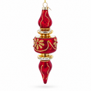 Red & Gold Finial Glass Christmas Ornament