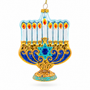 Hanukkah Menorah Glass Christmas Ornament