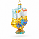 Hanukkah Menorah Glass Christmas Ornament